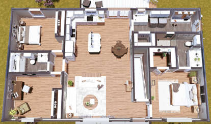 Overhead First Floor for House Plan #1776-00145