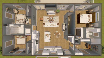 Overhead First Floor for House Plan #1776-00146