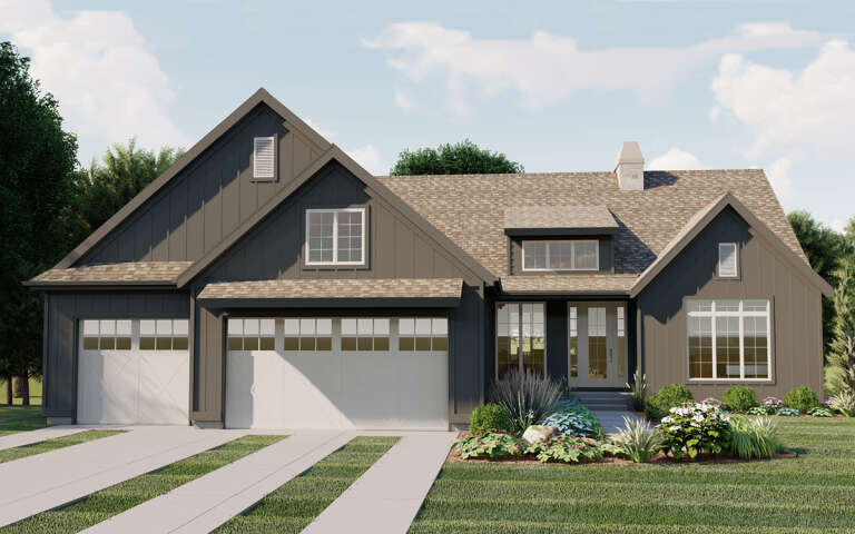 House Plan House Plan #32326 Angled Front Elevation