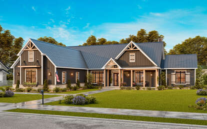 Modern Farmhouse House Plan #699-00401 Elevation Photo