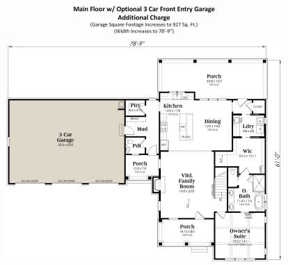 Main Floor w/ 3 Car Garage Option for House Plan #009-00429