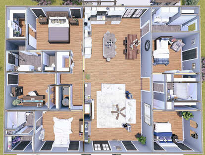 Overhead First Floor for House Plan #1776-00147
