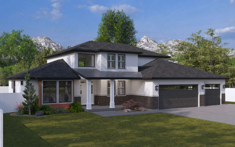 House Plan House Plan #32362 Angled Front Elevation