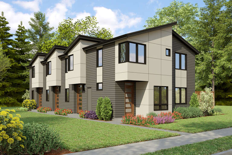 Modern Fourplex Plan - 1,123 Square Feet, 2 Bedrooms, 2.5 Bathrooms ...