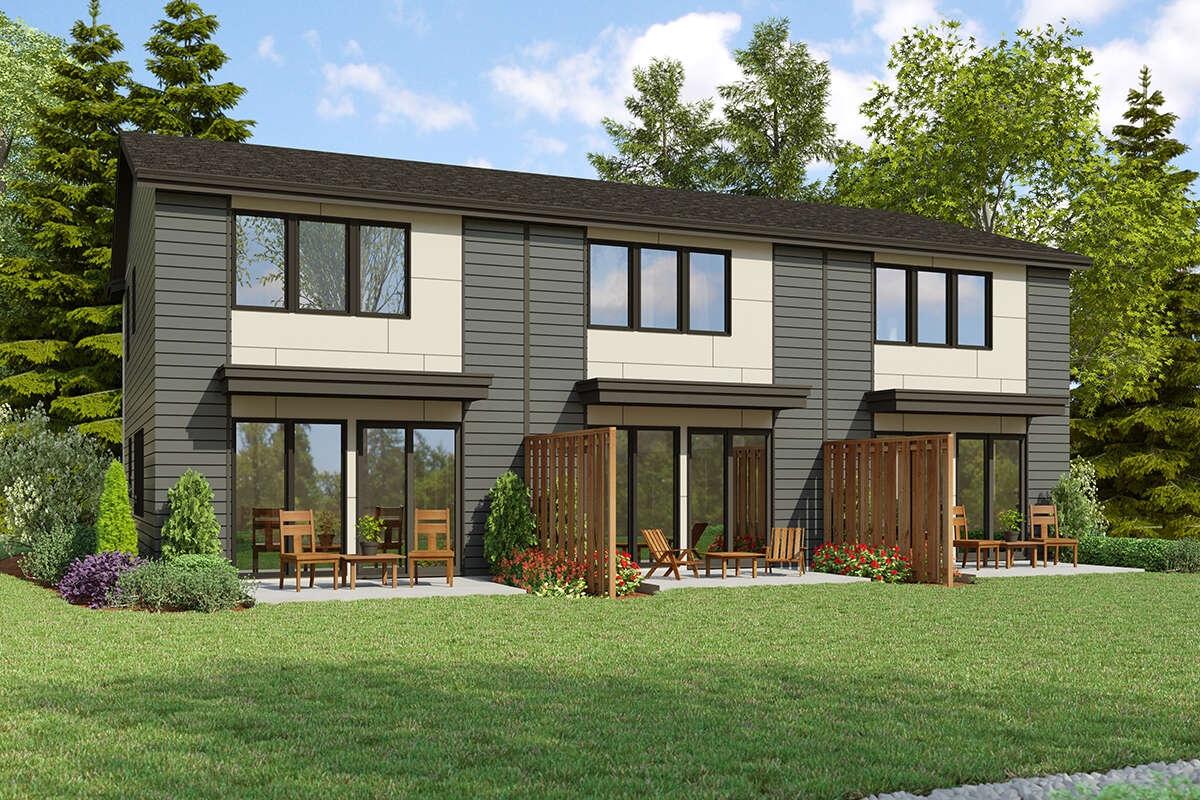 Triplexes Contemporary Triplex Plan - 1,349 Square Feet, 3 Bedrooms, 2.5 ...