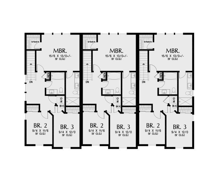 Contemporary Triplex Plan - 1,349 Square Feet, 3 Bedrooms, 2.5 ...