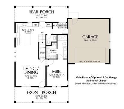 Main Floor w/ Optional 2 Car Garage for House Plan #2559-01072