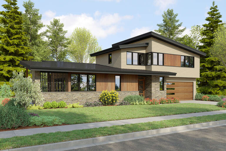 House Plan House Plan #32402 Angled Front Elevation