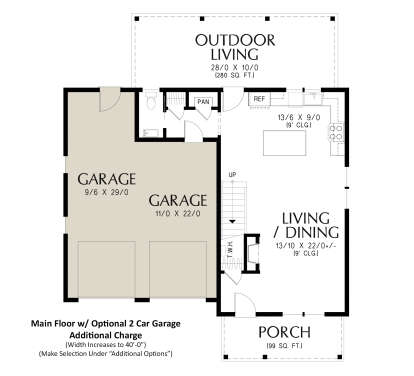 Main Floor w/ Optional 2 Car Garage for House Plan #2559-01077