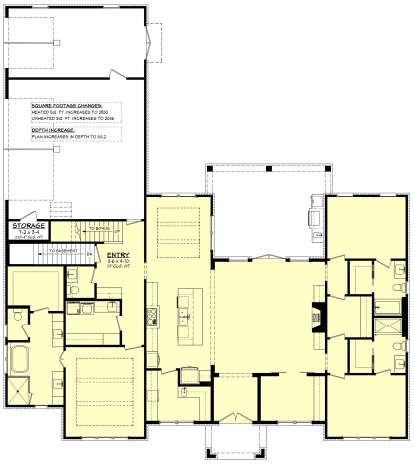 Main Floor w/ Basement Stairs Location for House Plan #041-00380