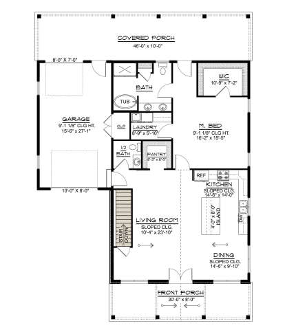 Main Floor w/ Basement Stairs Location for House Plan #5032-00330