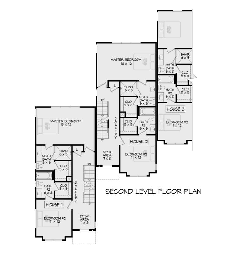 Modern Fiveplex Plan - 2,019 Square Feet, 3 Bedrooms, 3.5 Bathrooms ...