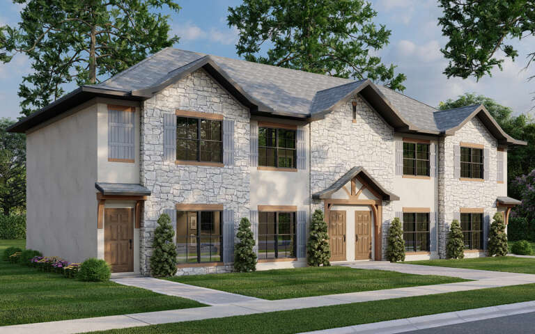 European Fourplex Plan - 1,016 Square Feet, 2 Bedrooms, 2.5 Bathrooms ...