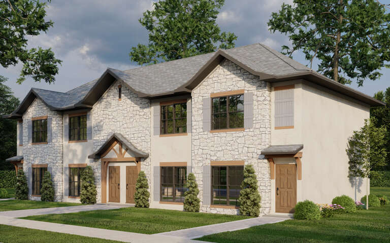 European Fourplex Plan - 1,016 Square Feet, 2 Bedrooms, 2.5 Bathrooms ...