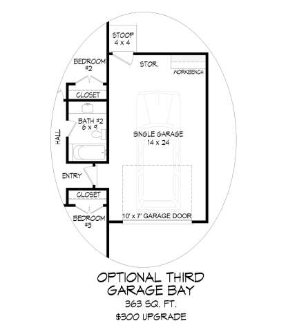 Optional Third Garage Bay for House Plan #940-01240
