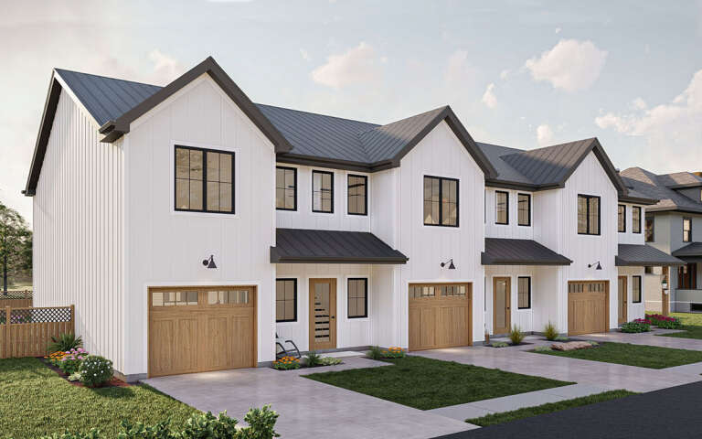 Modern Farmhouse Triplex Plan - 1,711 Square Feet, 3 Bedrooms, 2.5 ...