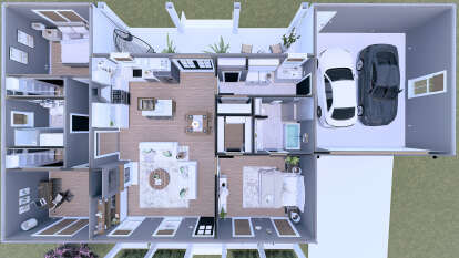 Overhead First Floor for House Plan #1776-00149