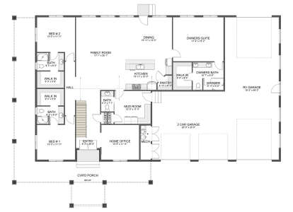 Main Floor w/ Basement Stairs Location for House Plan #2802-00346