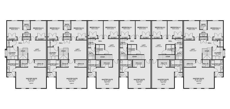 Modern Farmhouse Sixplex Plan - 1,664 Square Feet, 3 Bedrooms, 2.5 ...