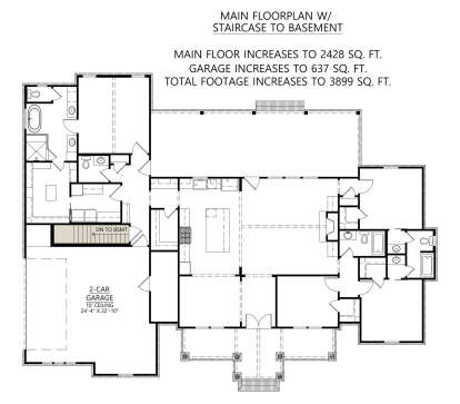 Main Floor w/ Basement Stairs Location for House Plan #4534-00137