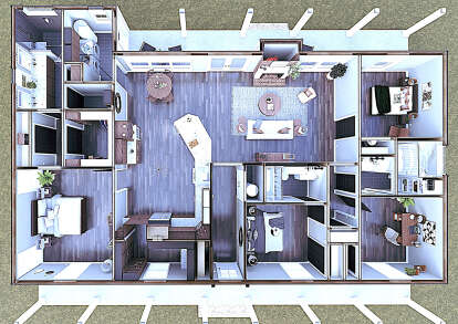 Overhead First Floor for House Plan #1776-00150