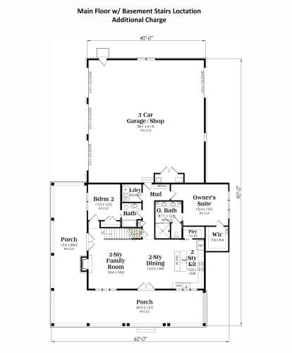 Main Floor w/ Basement Stairs Location for House Plan #009-00433