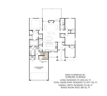 Main Floor w/ Optional Bonus Room Stairs for House Plan #4534-00138
