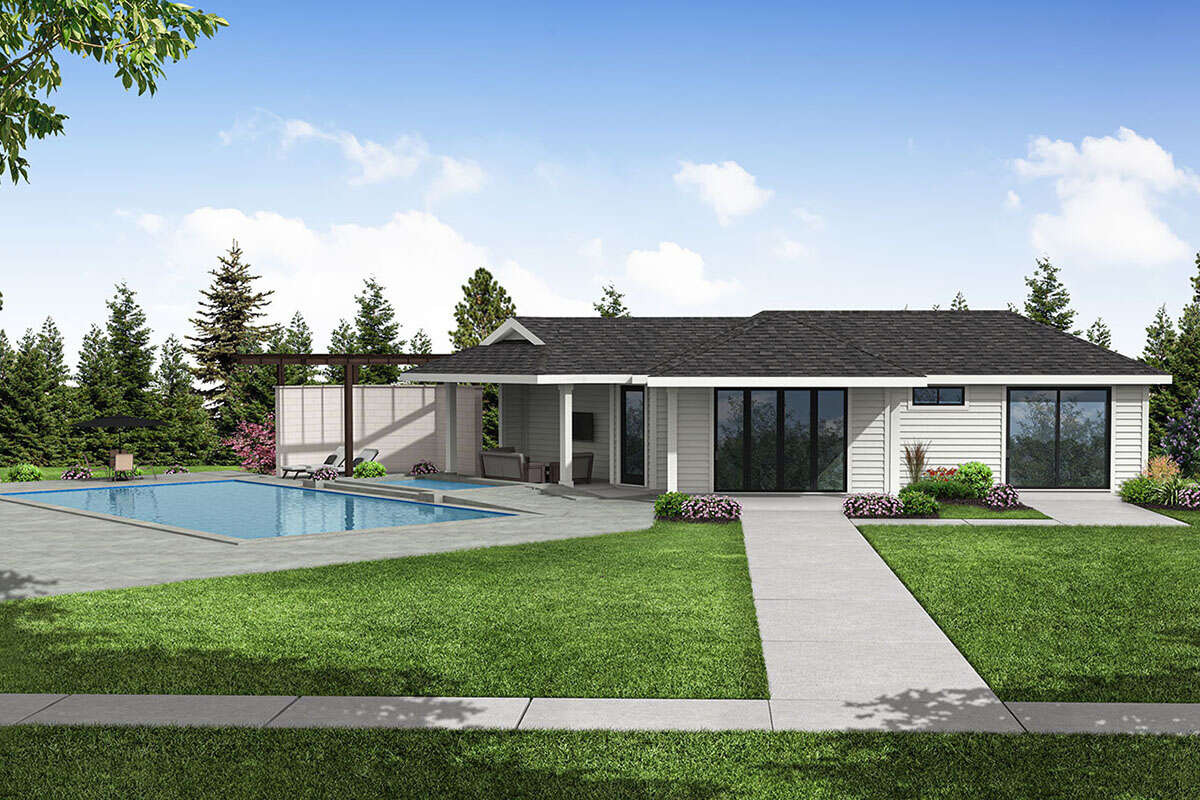 Traditional Pool House Plan - 967 Square Feet, 1 Bedroom, 1.5 Bathrooms ...