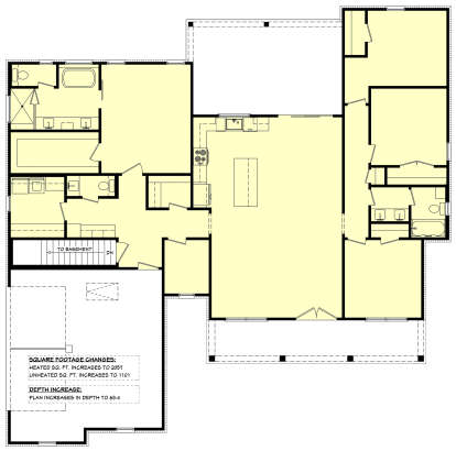 Main Floor w/ Basement Stairs Location for House Plan #041-00383