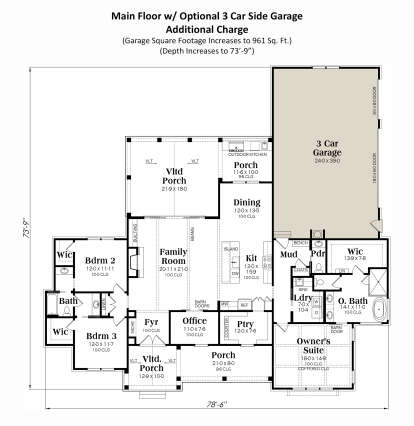 Main Floor w/ 3-Car Garage Option for House Plan #009-00436