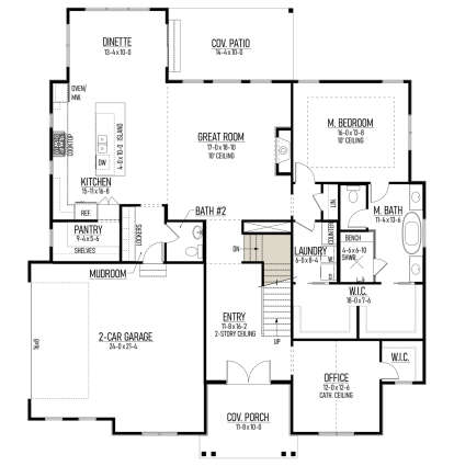 Main Floor w/ Basement Stairs Location for House Plan #8244-00008