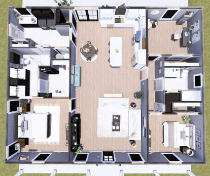 Overhead First Floor for House Plan #1776-00152