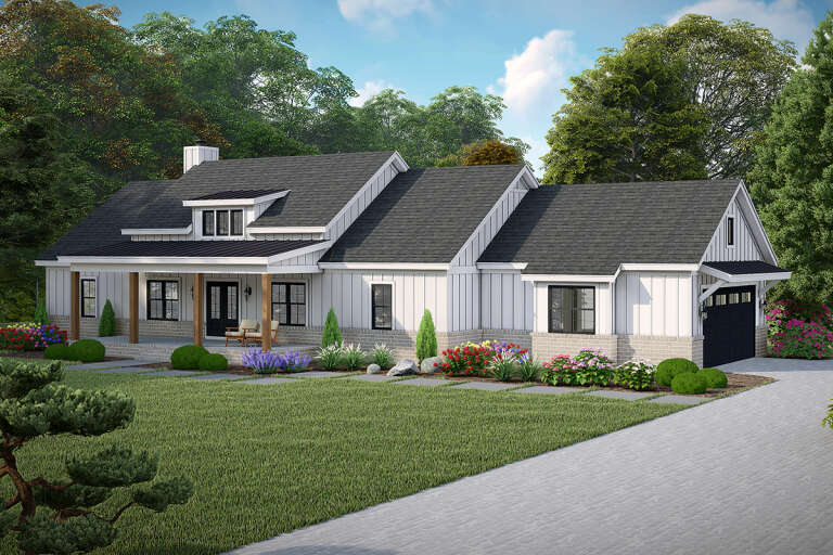 House Plan House Plan #32630 Angled Front Elevation 