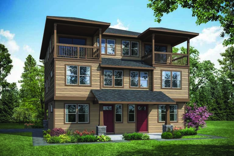 House Plan House Plan #32633 Angled Front Elevation 