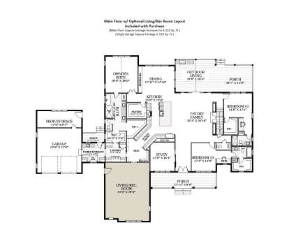 Main Floor w/ Optional Rec Room  for House Plan #6849-00168