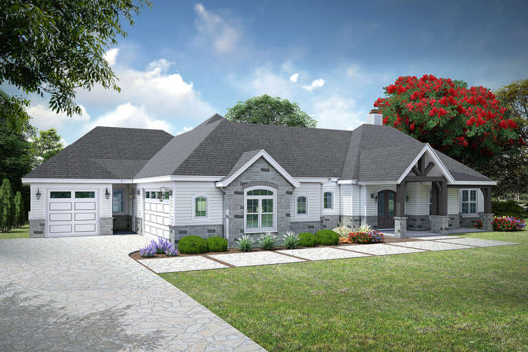 House Plan House Plan #32647 Angled Front Elevation 