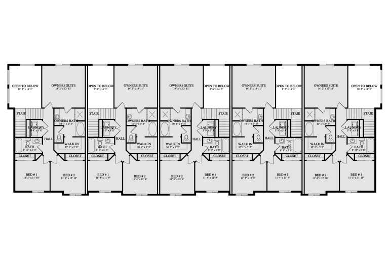 Traditional Fiveplex Plan - 1,692 Square Feet, 3 Bedrooms, 2.5 ...