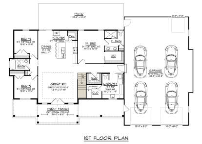 Main Floor w/ Basement Stairs Location for House Plan #5032-00333