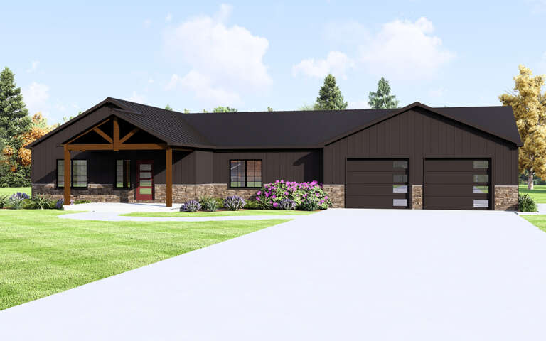 House Plan House Plan #32671 Angled Front Elevation 