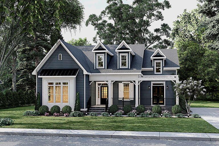 House Plan House Plan #32673 Angled Front Elevation 