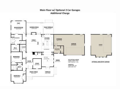 Main Floor w/ Optional Garages for House Plan #6261-00069