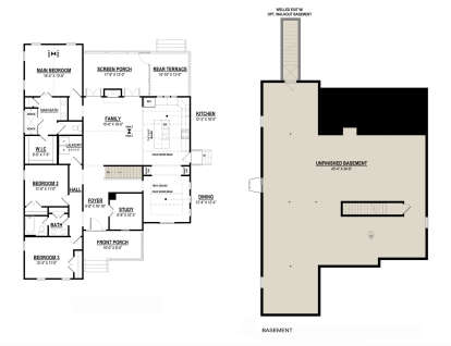 Basement Layout for House Plan #6261-00071