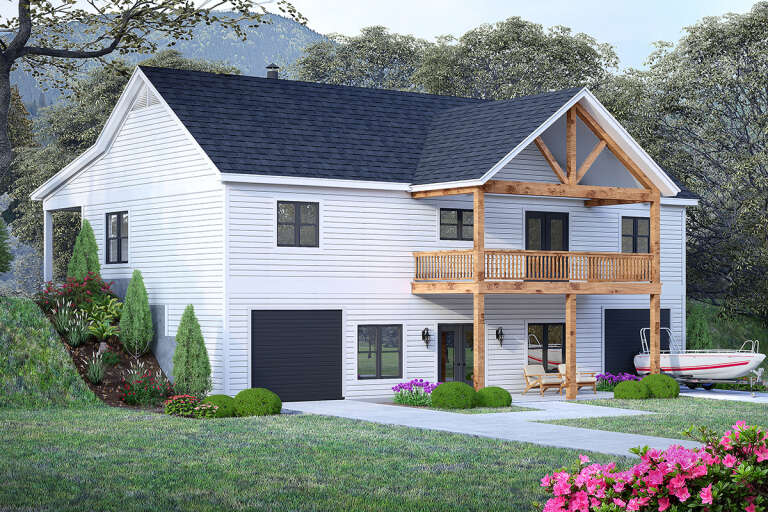 House Plan House Plan #32682 Angled Front Elevation 