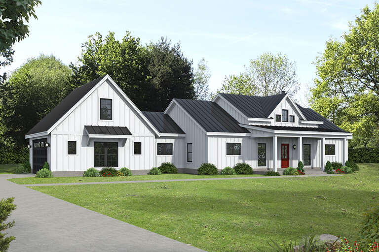 House Plan House Plan #32683 Angled Front Elevation 