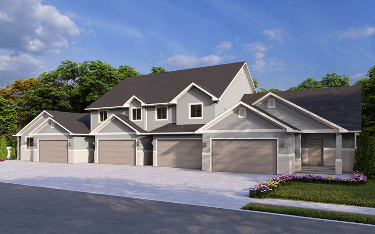 Traditional Fourplex Plan - 2,200 Square Feet, 2-4 Bedrooms, 3.5 ...