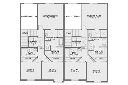 Second Floor Units B & C for House Plan #2802-00369