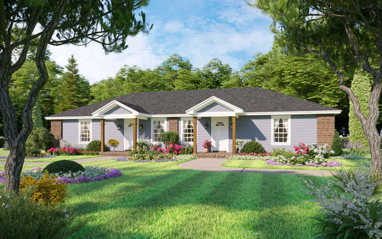 House Plan House Plan #32686 Angled Front Elevation 