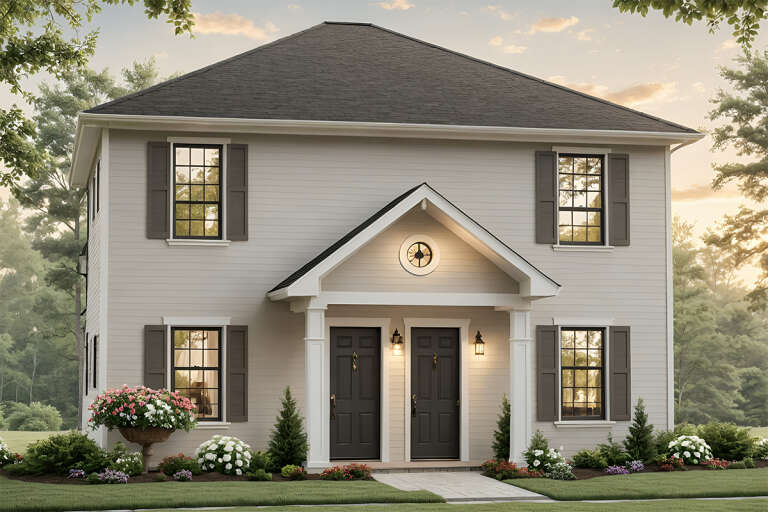 House Plan House Plan #32697 Angled Front Elevation 