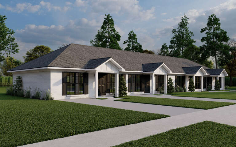 Traditional Fourplex Plan - 735 Square Feet, 2 Bedrooms, 1 Bathroom ...