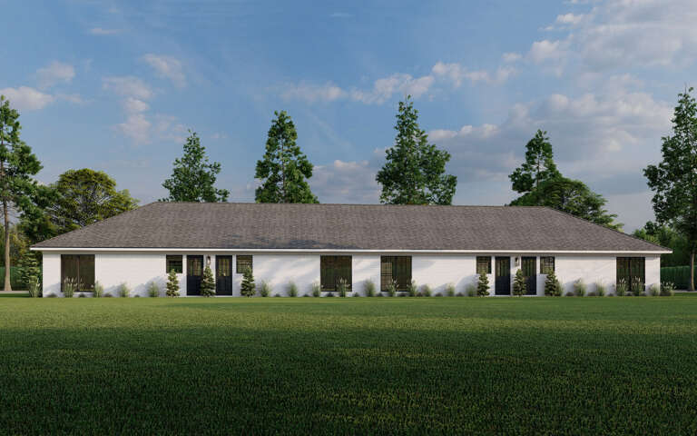 Traditional Fourplex Plan - 735 Square Feet, 2 Bedrooms, 1 Bathroom ...